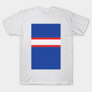 Oldham Athletic Retro 1985 Blue Red White Bar Jersey T-Shirt